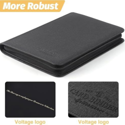 9-Pocket Zip Card Binder – 540 Double-Sided PU Album for MTG, TCG, Sports (Black - Image 3