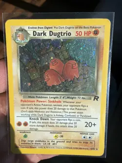 Vintage 2000 Pokemon Team Rocket Holo Dark Dugtrio 6/82 Rare WOTC Card DMG - Image 4