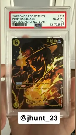 Bandai 2025 One Piece Card Game OP12 Portgas D. Ace SP Alt Art Foil PSA - Image 1
