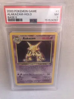 PSA 7 Pokemon WOTC 2000 Base Set 2 Alakazam 1/130 Holo Rare Card NM - Image 1