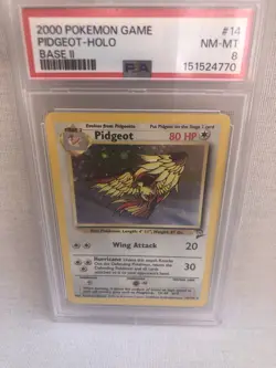 PSA 8 WOTC 2000 Base Set 2 Pidgeot 14/130 Holo Rare Card NM-MT Nice Swirl - Image 1
