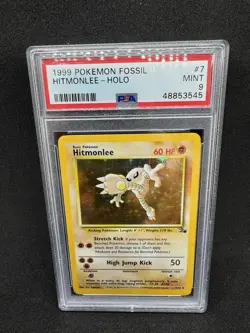1999 pokemon fossil 7 hitmonlee-holo psa 9 - Image 1