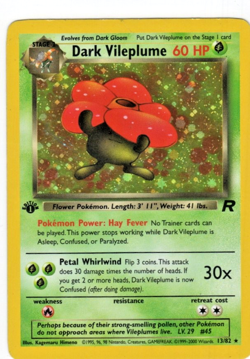 Pokemon 2000 Team Rocket Dark Vileplume 1st Edition #13/82 Holo Rare Vintage - Image 1