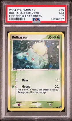 2004 Bulbasaur Reverse Holo 55 Reverse Foil Fire Red & Leaf Green Pokemon PSA 7 - Image 1