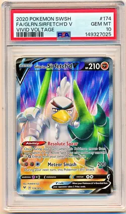 Pokemon Sword & Shield Vivid Voltage Galarian Sirfetch'd V Full Art #174 PSA 10 - Image 1