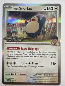 Hop’s Snorlax 184 Promo - Journey Together Stamped Prerelease Pokemon - NM - Image 1
