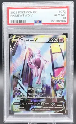 PSA 10 Mewtwo V Alt Art 072/078 Pokemon GO Full Art Holo 2022 Pokemon - Image 1