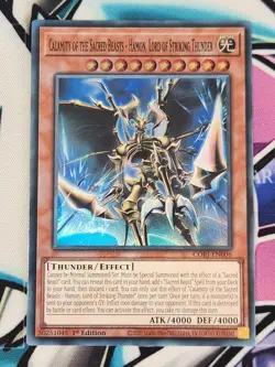 YUGIOH X3 CORI-EN006 Calamity of the Sacred Beasts-Hamon Super Rare 1ST ED - Image 3