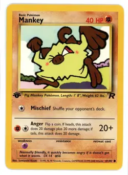 Mankey 61/82 1st Edition Team Rocket Pokemon Card - Image 1