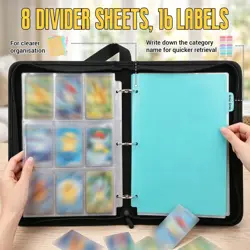 900 Pocket Trading Card Binder for Pokemon Cards, Album with Zip Case & Dividers - Image 3
