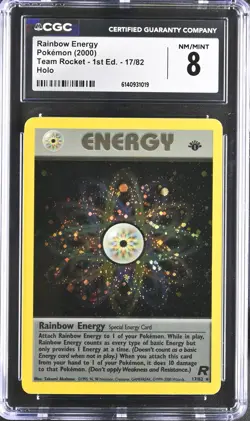 CGC 8 NM/MINT Rainbow Energy 17/82 Team Rocket 1st Edition Holo Pokemon Card - Image 1