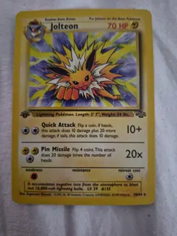 Pokemon TCG Jolteon Base Set 20/64 1st Edition Rare LP Vintage Card - Image 1