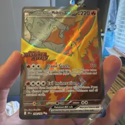 Pokemon TCG Team Rocket's Moltres ex Stamped Full Art Holo 208/182 220HP - Image 1