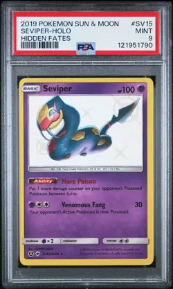 2019 POKEMON SUN & MOON HIDDEN FATES #SV15 SEVIPER-HOLO PSA 9 - Image 1