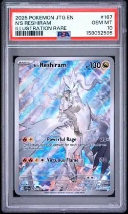 2025 Pokemon Journey Together - N’s Reshiram #167 Illustration Rare Holo PSA 10 - Image 1