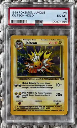 Jolteon Holo 4/64 Jungle set 1999 Pokemon TCG vintage PSA Ex-MT 6 - Image 1