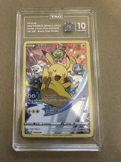 Pokemon TCG Pikachu 2020 SWSH020 Full Art Black Star Promo TAG 10 - Image 1