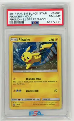 Pokemon TCG - Pikachu SM81 - Sun & Moon Promos - PSA 8 - Image 1