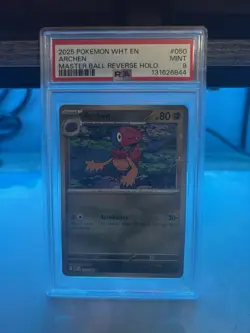 2025 POKEMON WHT EN-WHITE FLARE #050/086 ARCHEN MASTER BALL PSA 9 - Image 1