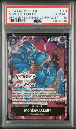2024 one Piece Nightmare Monkey D. Luffy Offline Regionals V3 FINALIST PSA 10 - Image 1