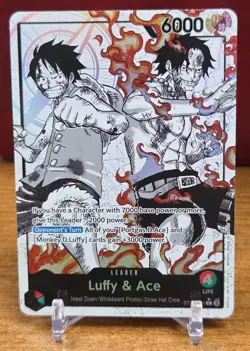 ST30-001 Luffy & Ace Alt Art Leader (Parallel) English One Piece TCG NM - Image 1