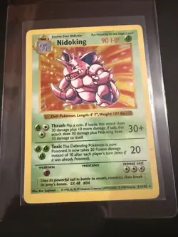 Pokemon Nidoking TCG Base Set Holo Shadowless Rare Card 11/102 MP - Image 1