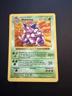 Pokemon Nidoking TCG Base Set Holo Shadowless Rare Card 11/102 MP - Image 2