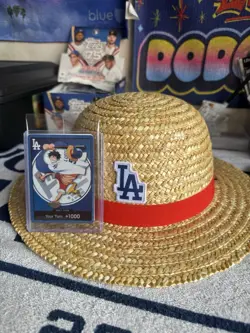 2026 ONE PIECE LOS ANGELES DODGERS MONKEY D LUFFY DON CARD + HAT 7/2/26 SEALED - Image 1