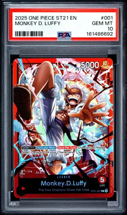 2025 ONE PIECE STARTER DECK ST21-EX GEAR 5 #001 MONKEY D. LUFFY PSA 10 - Image 1