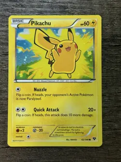 Pokemon Pikachu TCG Holo Card 42/146 2014 Movie Promo MP - Image 1