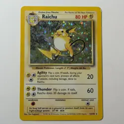 Pokemon TCG Raichu Base Set Holo Trading Rare Card 14/102 Vintage WOTC VG Con - Image 1