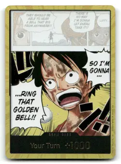 DON!! Card Monkey D. Luffy "Ring That Golden Bell!!" (Gold) Foil NM/M OP-52 - Image 1