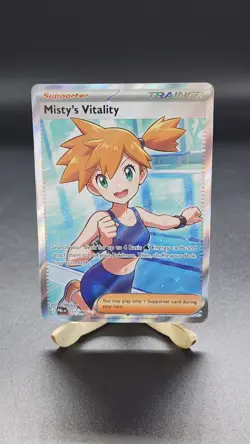 Misty’s Vitality 111/084 Ultra Rare Full Art Pitch Black Pokemon Card NM+ - Image 1