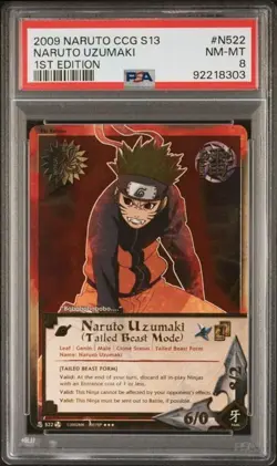 PSA 8 2009 Naruto Card CCG S13 Fateful Reunion Naruto Uzumaki Tailed Beast Mode - Image 1