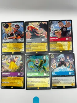 Disney Lorcana Wilds Unknown Legendary 6 Card Lot Buzz Merida Sid Snow White - Image 1