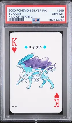 2000 POKEMON SILVER VERSION PLAYING CARDS KING OF HEARTS #245 SUICUNE PSA 10 - Image 1
