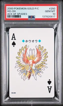 2000 POKEMON GOLD VERSION PLAYING CARDS ACE OF SPADES #250 HO-OH PSA 10 - Image 1