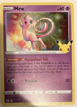 Pokemon TCG Card Mew 011/025 Celebrations Holo Rare Mythical Special Set NM - Image 1