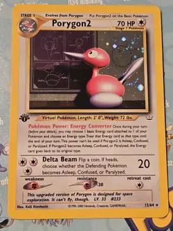 Pokemon TCG Porygon2 12/64 1st Edition Holo Rare Neo Revelation Card - Image 1