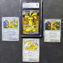Pokemon Gholdengo ex 252/182 Paradox Rift CGC 9 PLUS 3 Bonus Cards - Image 1