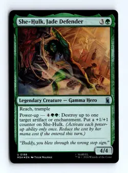 She-Hulk, Jade Defender (Foil) 0188 (U) MTG Marvel Super Heroes (MSH) - Image 1