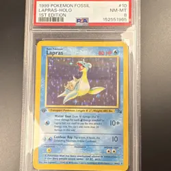 Pokemon 1999 Fossil Lapras 10/62 1st Edition Holo Rare ENG PSA 8 - Image 1