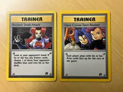 Vintage WOTC Pokemon TCG Non Holo Rare Trainer Lot x2 Here Comes Team Rocket - Image 1