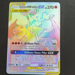 Pokemon TCG Charizard & Braixen GX 251/236 Cosmic Eclipse Secret Holo TAG TEAM - Image 3