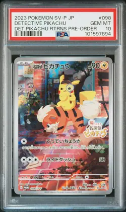 2023 POKEMON JAPANESE SV-P PROMO #098 DETECTIVE PIKACHU PSA 10 - Image 1