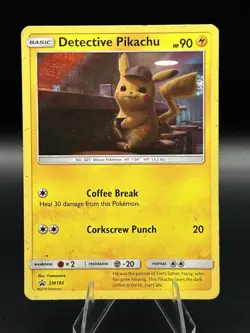 Detective Pikachu SM190 Sun & Moon Black Star Promo Holo Pokemon Card MP #SM190 - Image 1