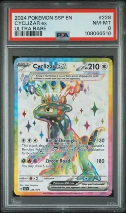 2024 Pokemon SSP EN Cyclizar ex ULTRA RARE FULL ART 228/191 PSA 8 NM-MT - Image 1
