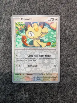Meowth 052/165 Common 151 Pokemon Reverse Holo NM - Image 1