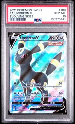 2021 POKEMON SWORD & SHIELD EVOLVING SKIES #188 FULL ART/UMBREON V PSA 10 - Image 1