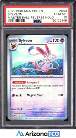 Pokemon 2025 Sylveon 040 Master Ball Holo Prismatic Evolutions GEM MINT PSA 10 - Image 1